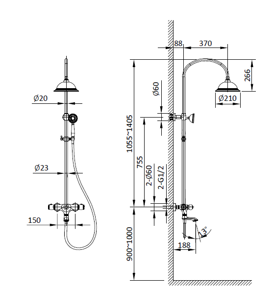 Душевая система с термостатом AltroBagno Beatrice 030404 Or