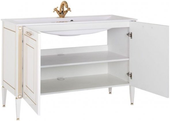 Тумба с раковиной Aquanet "Паола 120" белый/золото
