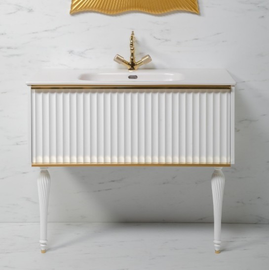 Тумба с раковиной Armadi Art "Vallessi Avangarde Canale 100" белая/золото
