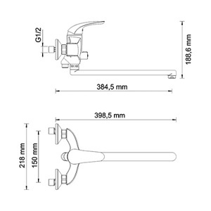 Смеситель для ванны с душем WasserKraft Rossel 2802L