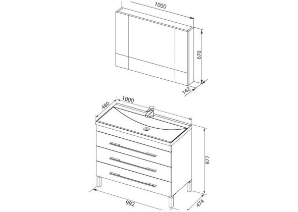 Мебель для ванной Aquanet "Верона 100" белая (3 ящика)