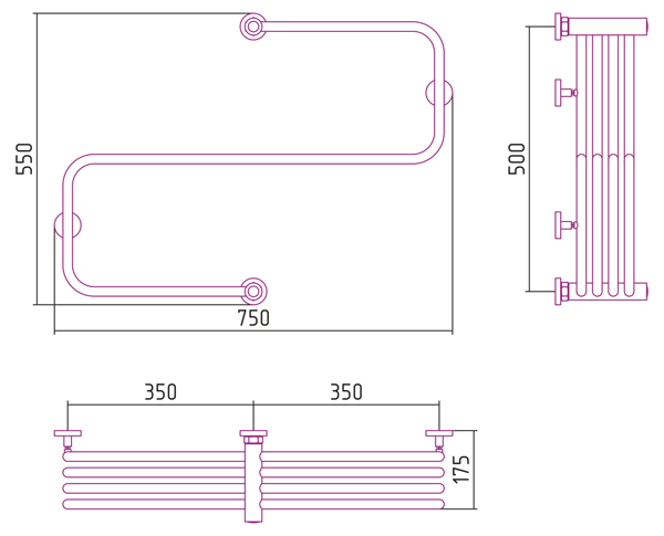 Полотенцесушитель СУНЕРЖА Фабула 500х700