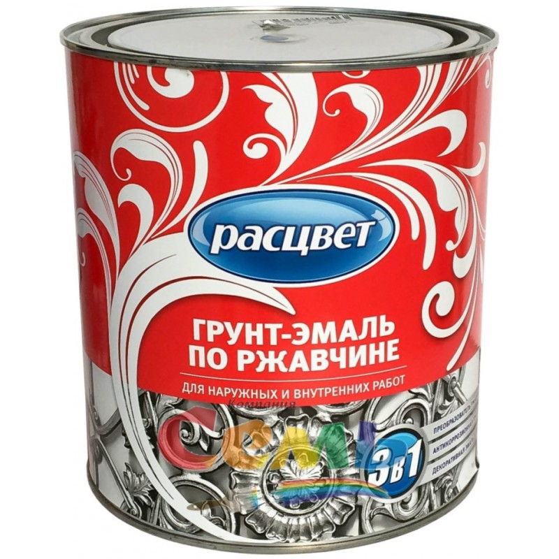 Грунт-эмаль Расцвет на ржавчину 3 в 1 алкидная глянцевая