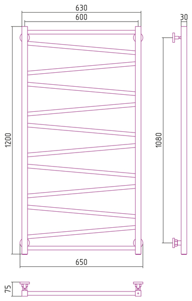 Полотенцесушитель СУНЕРЖА Сирокко 1200х600