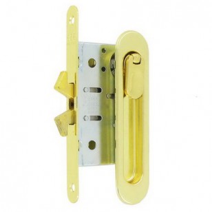 Ручка для раздвижной двери с замком AGB KIT С В02923.50.03 латунь полированная