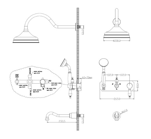 Смеситель для ванны встроенный Boheme Medici 308