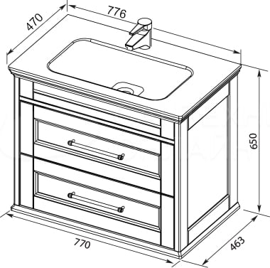 Тумба с раковиной Aquanet "Бостон М 80" белый матовый