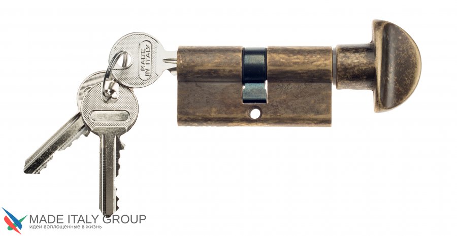 Цилиндровый механизм Venezia 25/10/35 античная бронза ключ-вертушка