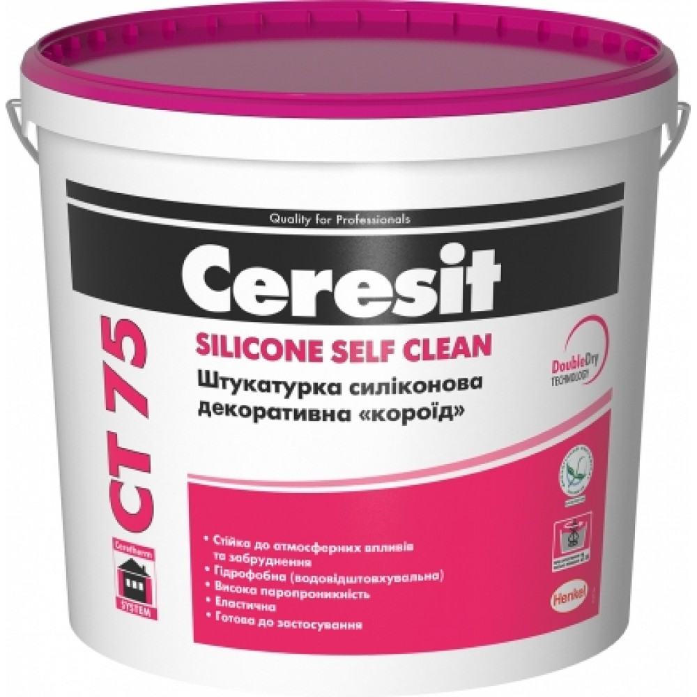 Штукатурка декоративная силиконовая Ceresit СТ 75 короед 2 мм. база 25 кг