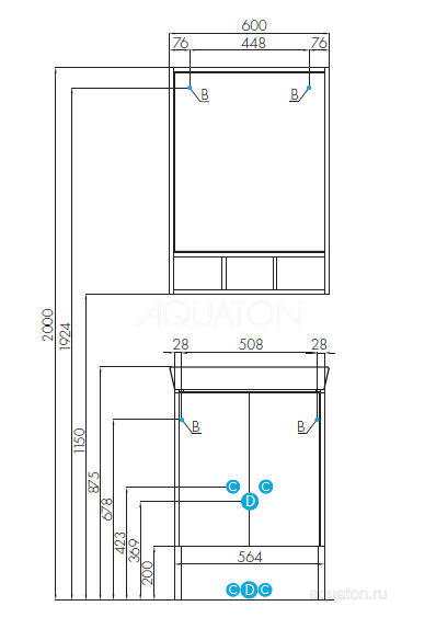 Зеркало Aquaton "Йорк 60" белое/выбеленное дерево