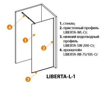Душевая перегородка Cezares LIBERTA-L-1-80-C-Cr