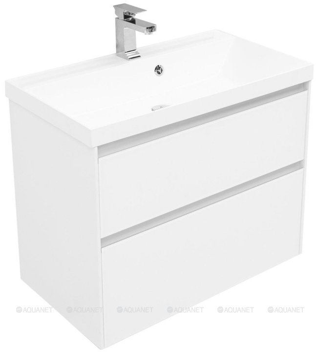 Тумба с раковиной Aquanet "Гласс 60" белый