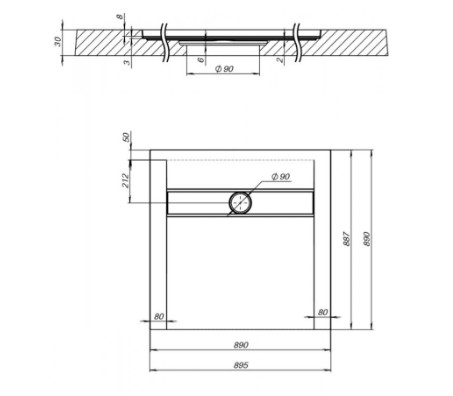 Душевой поддон Aquanet Delight 90x90
