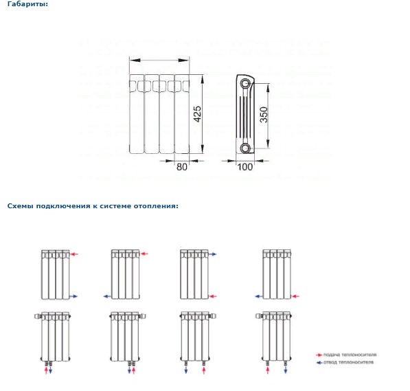 Радиатор биметаллический Rifar Monolit 350/100 10 секций