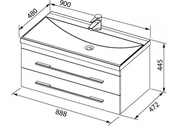 Тумба с раковиной Aquanet "Нота 90" белая