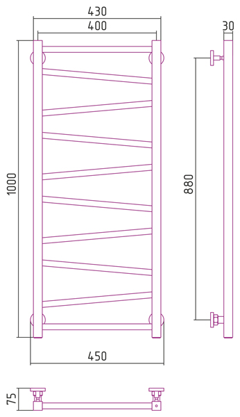 Полотенцесушитель СУНЕРЖА Сирокко 1000х400