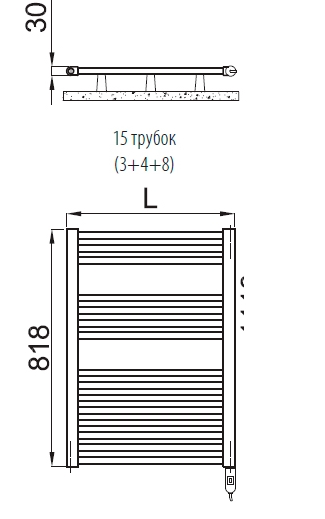 Полотенцесушитель электрический Irsap Ares 818x580 хром