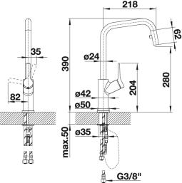 Смеситель для кухни Blanco Jurena-S с выдвижным шлангом