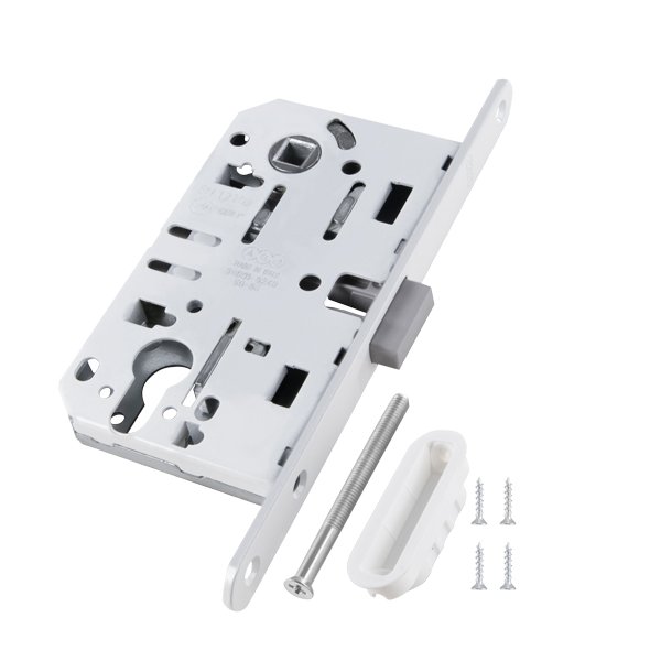 Замок межкомнатный AGB под цилиндр MEDIANA POLARIS с отв. планкой (белый) B06103.50.FM.567