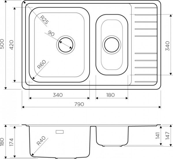 Кухонная мойка Omoikiri Sagami 79-2