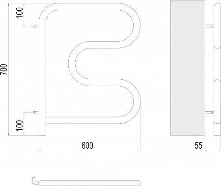Полотенцесушитель электрический TERMINUS Электро 25 F-обр 600х600 поворотный