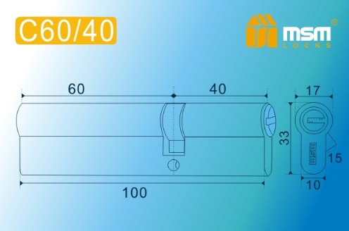 Цилиндровый механизм перфорированный MSM ключ-ключ C60/40mm