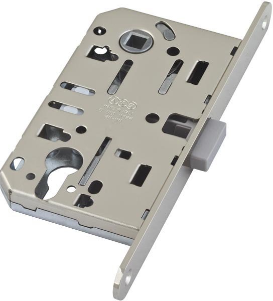 Замок межкомнатный AGB под цилиндр MEDIANA POLARIS с отв. планкой (матовый хром) B06103.50.34.567