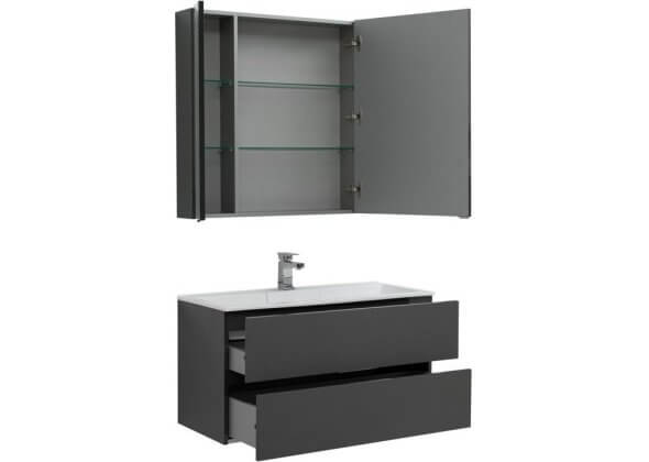 Мебель для ванной Aquanet "Алвита 100" серый антрацит