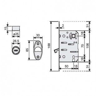 Ручка для раздвижной двери с замком AGB В03923.50.06 хром полированный