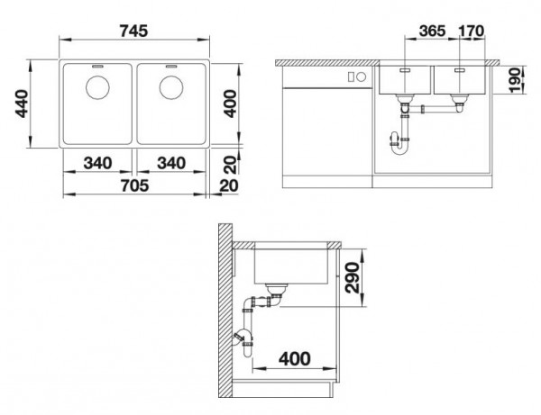 Кухонная мойка Blanco Andano 340/340-U Infino