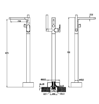 Смеситель напольный Boheme SPECTRE 459-CR