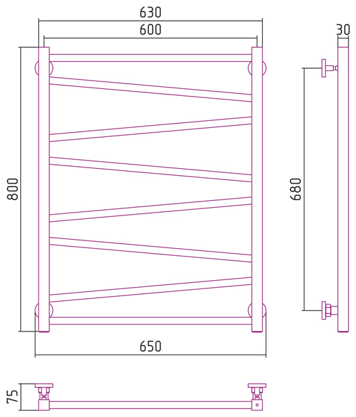 Полотенцесушитель СУНЕРЖА Сирокко 800х600