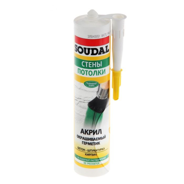 Герметик Soudal акриловый универсальный окрашиваемый белый 280 мл