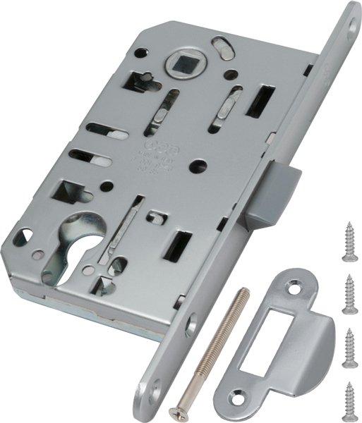 Замок межкомнатный под цилиндр AGB MEDIANA EVOLUTION никель + отв. планка B01103.50.06.567