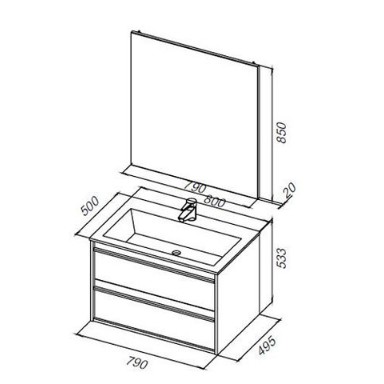 Зеркало Aquanet Lino 80