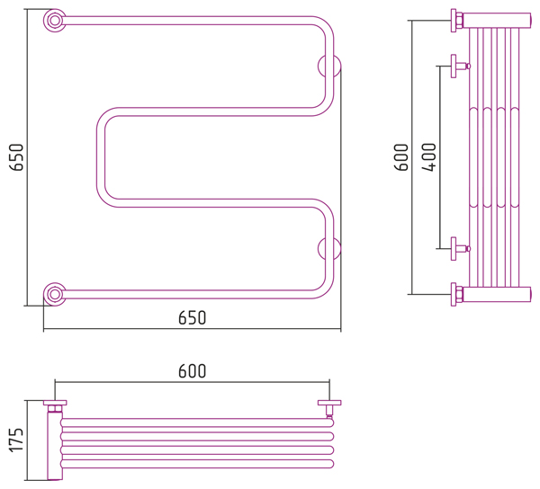 Полотенцесушитель СУНЕРЖА Фабула М 600х600