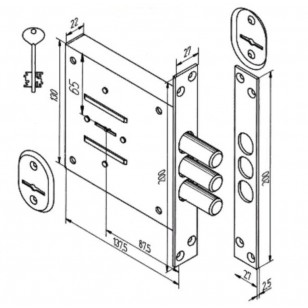 Замок врезной Kerberos 110.21.003/5/0:1