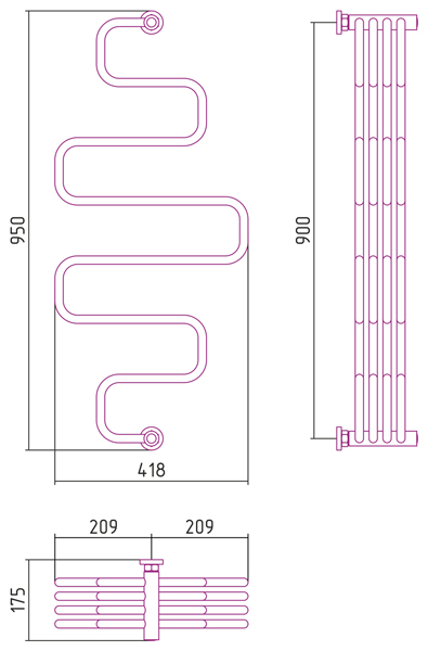 Полотенцесушитель СУНЕРЖА Фабула МС 900х400