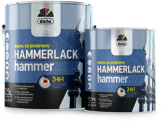 Эмаль Dufa Premium Hammerlack 3-в-1 на ржавчину молотковая