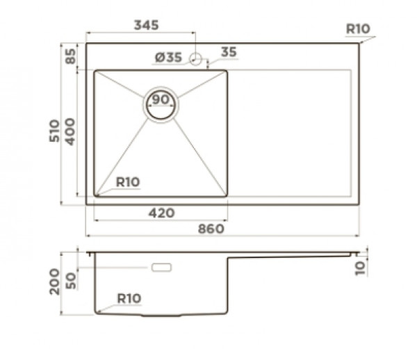 Кухонная мойка Omoikiri Akisame 86-L (чаша слева)