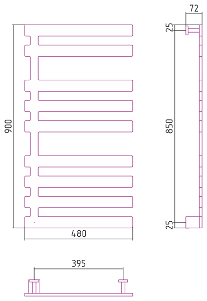 Полотенцесушитель СУНЕРЖА Космополит-17 900х480