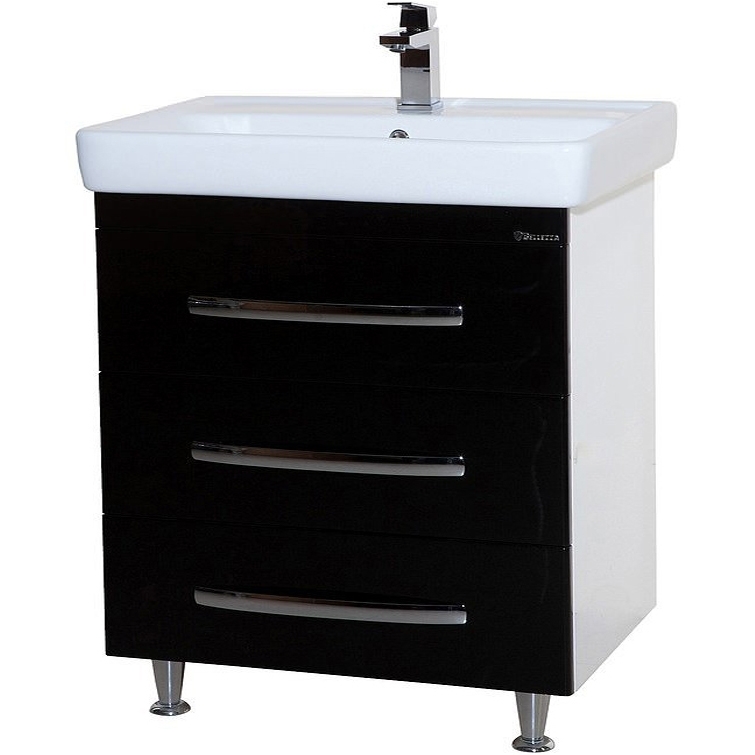 Тумба с раковиной напольная Bellezza "Рокко 70" черная (3 ящика)