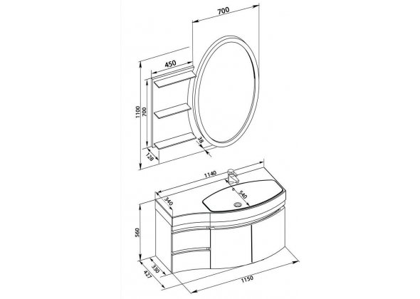 Мебель для ванной Aquanet "Опера 115" R белый
