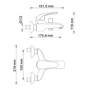 Смеситель для ванны с душем WasserKraft Rossel 2801
