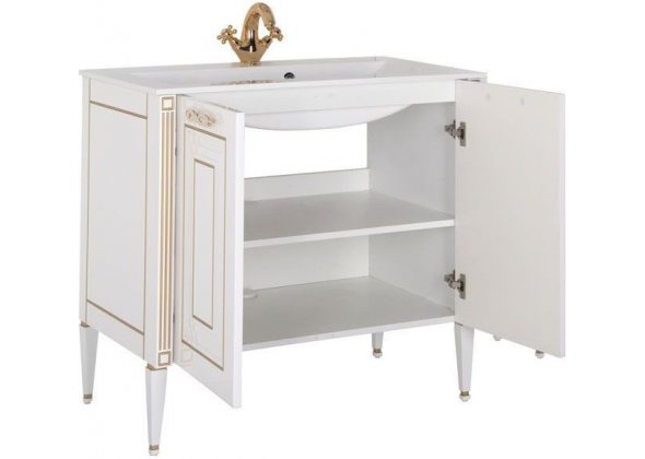 Тумба с раковиной Aquanet "Паола 90" белый/золото