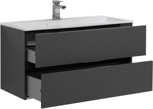 Тумба с раковиной Aquanet "Алвита 100" серый антрацит