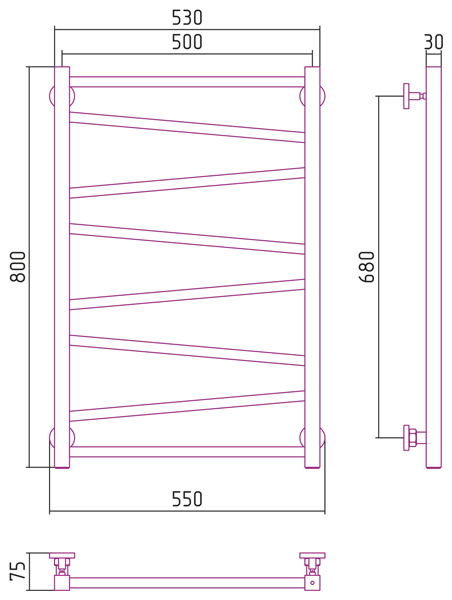 Полотенцесушитель СУНЕРЖА Сирокко 800х500