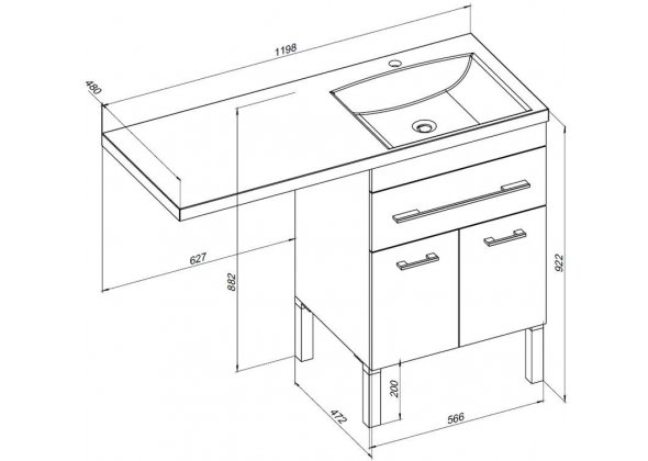 Тумба с раковиной напольная Aquanet "Верона 120" R белая