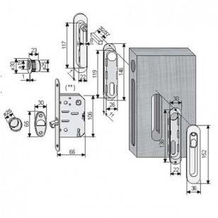 Ручка для раздвижной двери с замком AGB KIT С В02923.50.12 бронза