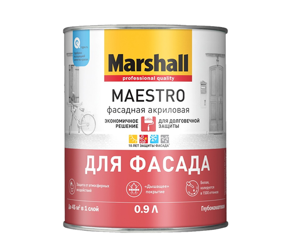 Краска Marshall Maestro фасадная акриловая глубокоматовая